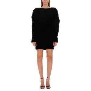 NINA RICCI Velvet Mini Dress with Dramatic Shoulders Women BLACK Dresses